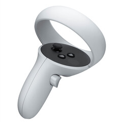 New White VR Controller. Virtual Reality Joystick Isolated On White Color Background.