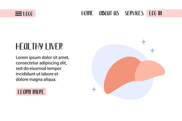 Human liver. Hepatology. Diagnosis of liver diseases. Vector flat illustration. Perfect for banner, landing page