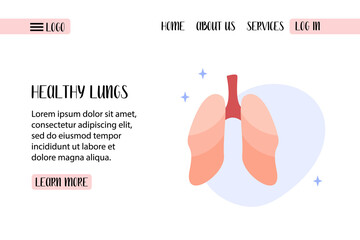 Human lungs. Pulmonology, lung inspection. Respiratory tract research. X-ray. Fluorography. Vector flat illustration. Perfect for banner, landing page, website