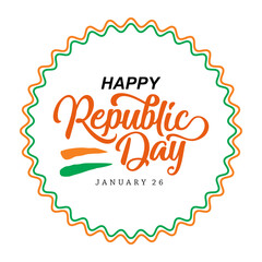 Indian Republic day typography wishes flag circle vector design