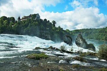 Switzerland-view of the Rhine Falls and the Laufen Castle