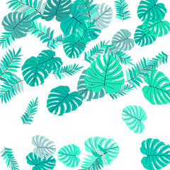 Fototapeta na wymiar Vector tropical pattern, bright tropical foliage, monstera leaves.
