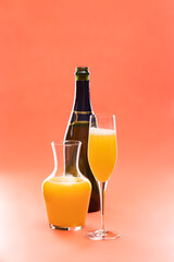 Mimosa coctail in flute glass