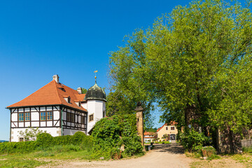 Fototapeta na wymiar Öko Weinbau Weingut Hoflößnitz in Radebeul bei Dresden in Sachsen, Deutschland