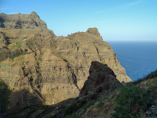 Walking tour at Cape Verde islands, Santo Antao, moutains.