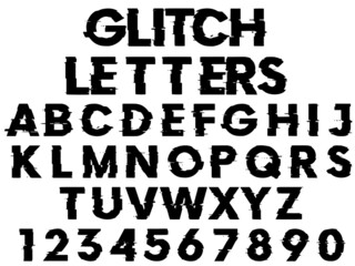 glitch alphabet letters, vector illustration © Darya.KoM