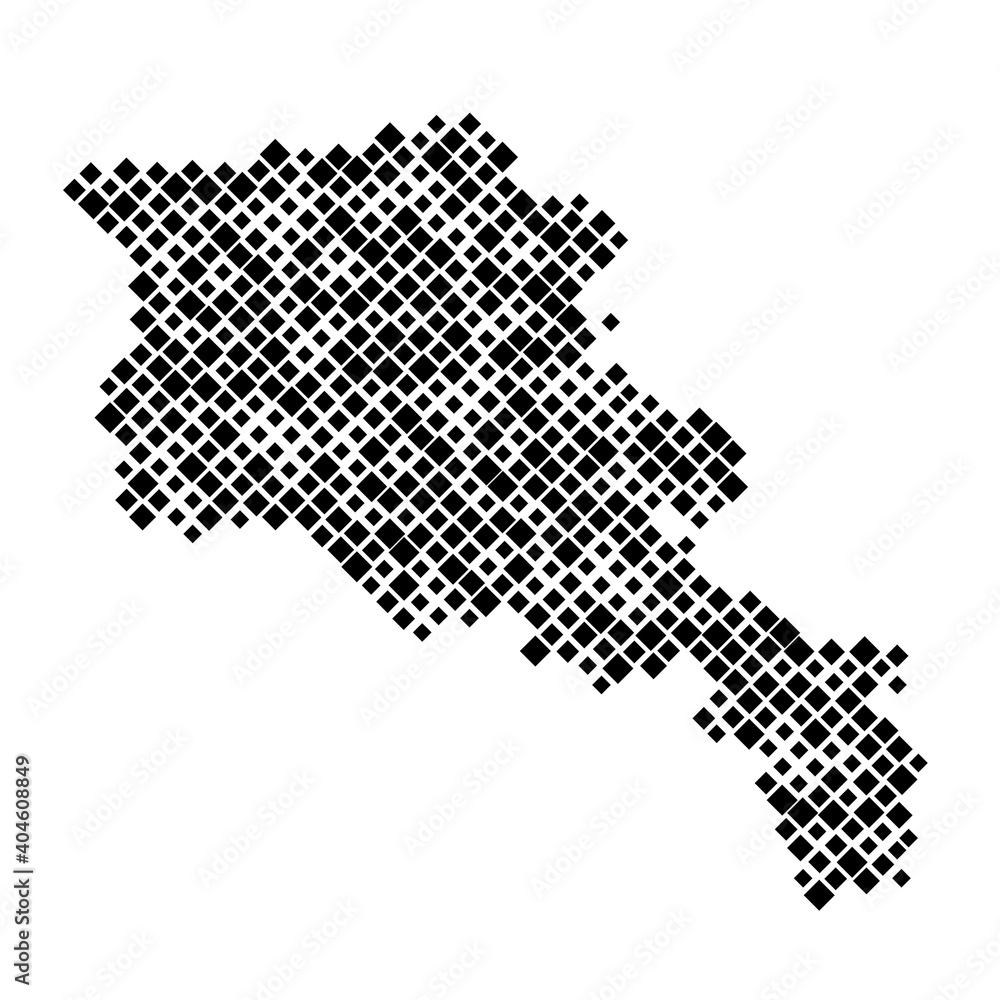 Poster armenia map from pattern of black rhombuses of different sizes. vector illustration.