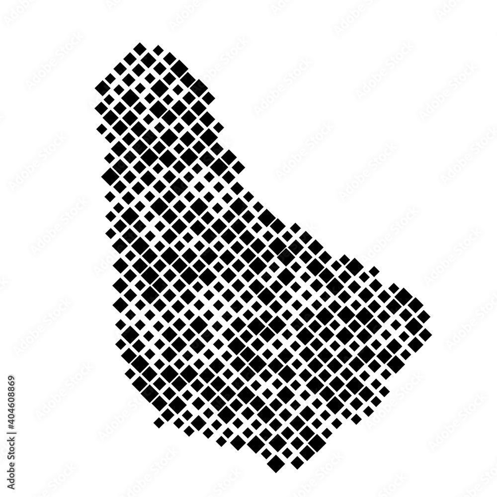 Poster barbados map from pattern of black rhombuses of different sizes. vector illustration.