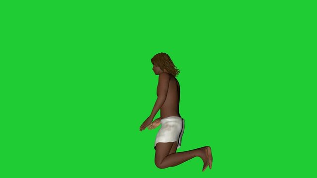 black jesus christ praying 3d animation, green screen