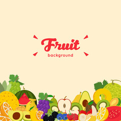 Summer tropical fruits background Vector