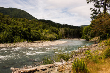 Fototapeta na wymiar river flowing through the mountains