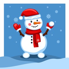 Snowman on a walk playing in the snow.