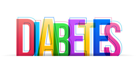 Colorful overlapped letters of the word 'Diabetes'. Vector illustration.