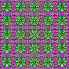  Colorful square and round pattern with custom shapes in shades of pink, purple and green for bedspreads, blankets or wrapping paper