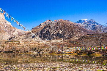 Lake in Muktinath. Himalaya mountains of Nepal