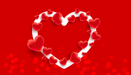 Valentine's day design card. Love frame shape with sweet love decor elements on minimalistic stylish background