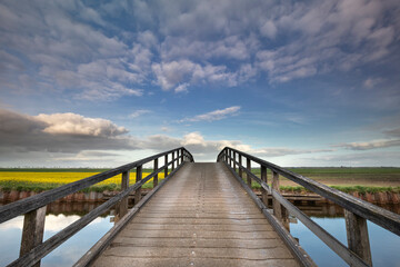 Fototapeta na wymiar bridge over river and blue sky