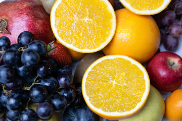 Fototapeta na wymiar Fresh mixed fruits,healthy eating,healthy food concept,fruit background.