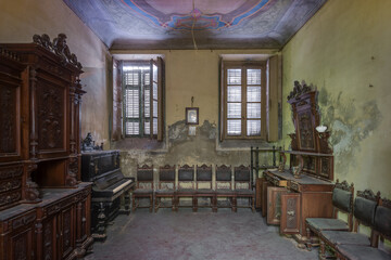 Old Room of Chapel with Interior and Piano