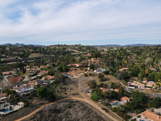 Fototapeta na wymiar Aerial view of The East Canyon Area of Escondido, San Diego, California