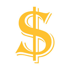 Dollar sign.Yellow icon on a white background. Vector illustration