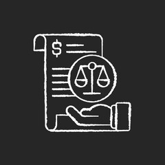 Balance sheet chalk white icon on black background. Financial statement that reports about company money assets and business shareholders equities. Isolated vector chalkboard illustration