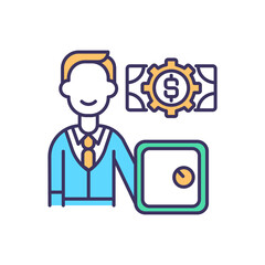 Fototapeta na wymiar Money keeping RGB color icon. Bank account. Personal assets. Cash equivalents, deposit certificates, checking. Safest place for cash. Asset-based welfare. Isolated vector illustration