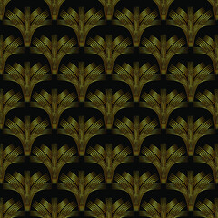 Golden seamless pattern, abstract art deco in vector
