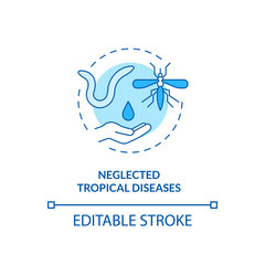 Neglected tropical diseases concept icon. Top international health programs. Harmful animals for body idea thin line illustration. Vector isolated outline RGB color drawing. Editable stroke