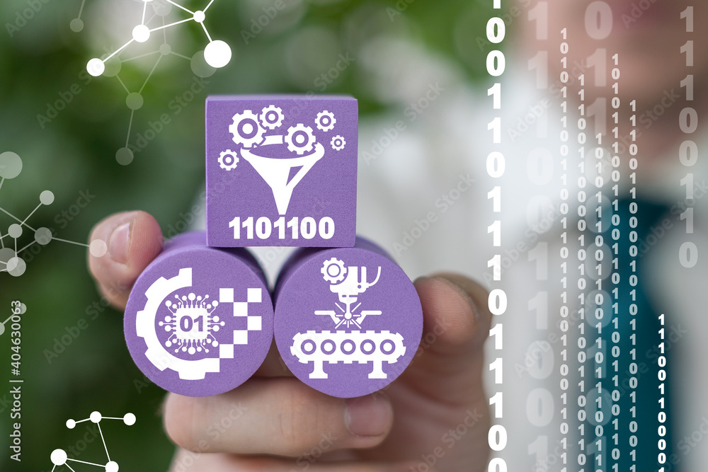Poster business digital data technology concept of electronic transformation. futuristic transform informat