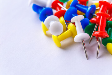 pile of a push pin isolated on white background.Push pins isolated on white background. colourful...