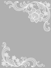 Template frame  design for invitation lace card. Lace flowers.