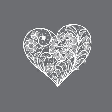 heart with lace flowers. decorative element