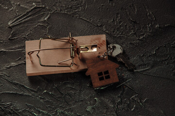 Mousetrap and house keys, Quackery concept.