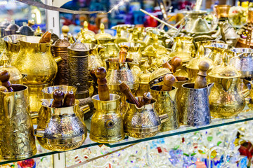 Colorful souvenir utensil for sale at the bazaar in Turkey