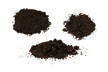 A handful of earth isolated on white background.