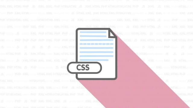 File on white background with generated CSS code. loopable footage of Programming code abstract technology background for software developer and Computer script concept