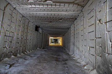 Long tunnel through gypsum mine