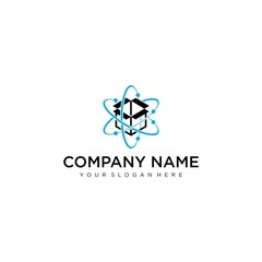 Cubic logo. Modern line art icon brand for technology cube