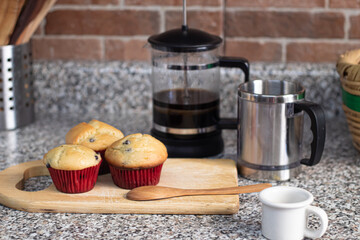 Blueberry muffins with red wrapinng