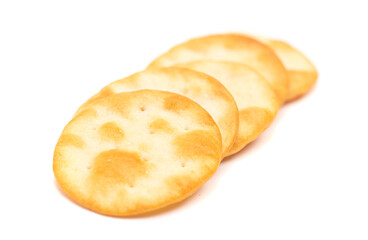 Golden Baked Pita Crackers on a White Background