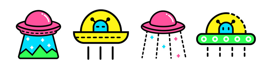 UFO graphic vector set in different styles