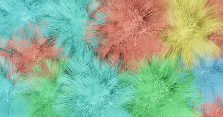 Render with multi-colored balls with long hair