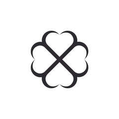 St. Patrick's day symbol. Love symbol. Heart icon. Vector heart. Love symbol. Logo template. Symbol of good luck. Four leaf clover. Heart. Valentine's Day sign. 