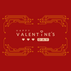 Valentine's day background with printed circuit board design.