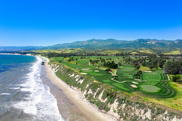 Ocean View Golf Course Santa Barbara, CA - obrazy, fototapety, plakaty