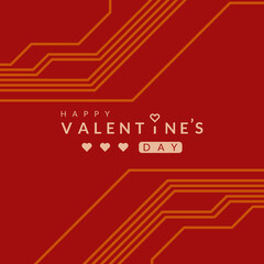 Valentine's day background with printed circuit board design.