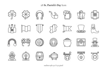 Fototapeta premium St. Patrick's Day Outline Icon Collection