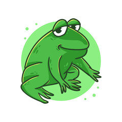 Frog Cartoon Vector Illustration. Green Frogs Mascot Logo. Amphibian Toad Animal Symbol Icon Character Element. Zoology Drawing Template Conceptual