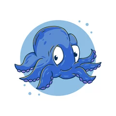 Foto op Canvas Octopus Cartoon Vector Illustration. Squid Tentacle Mascot Logo. Ocean Animal Symbol Icon Character Element. Sea Monster Wildlife Marine Drawing Template © Farra